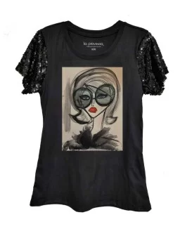 Blusa lentejuela fashion mujer lentes