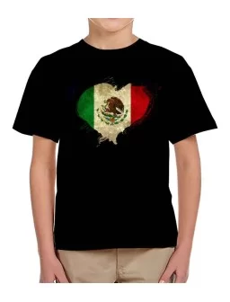 Playera corazon bandera de Mexico niño