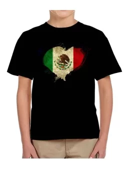 Playera corazon bandera de Mexico niño