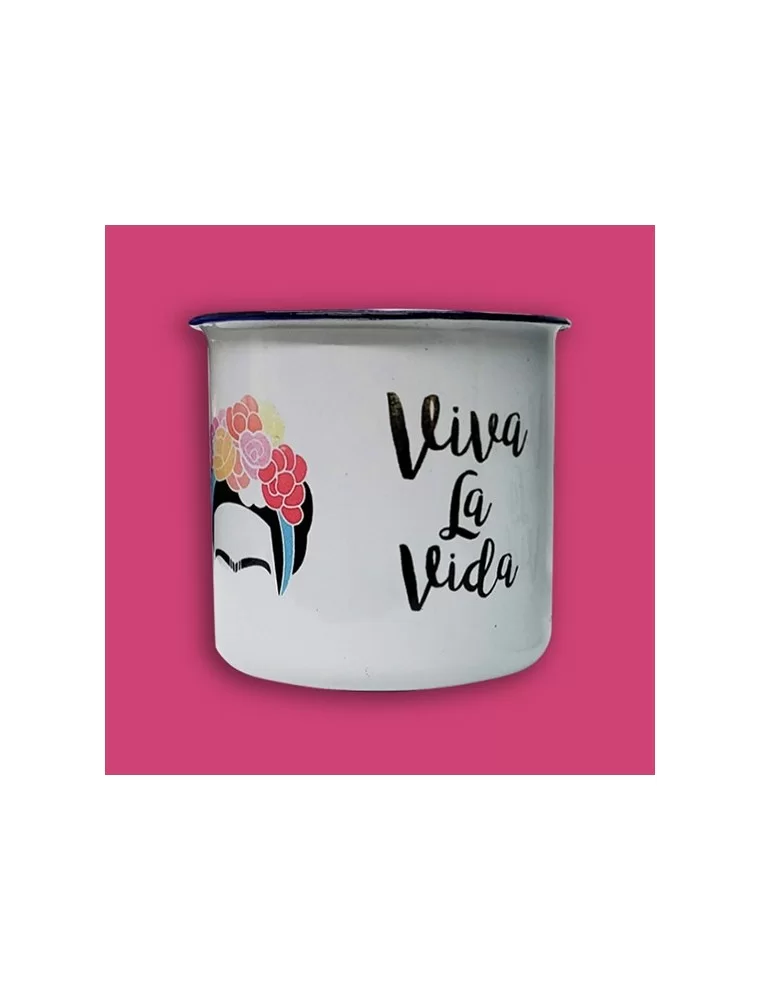 Enameled Cup Viva La Vida Frida Kahlo